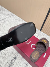 GUCCI 26S SLIDE SANDAL IN DARK BROWN CANVAS