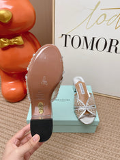 AQUAZZURA 26S LOVER HEELED MULES IN SILVER LAMBSKIN AND MESH