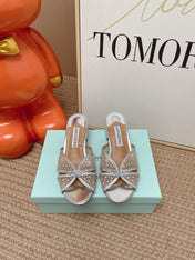 AQUAZZURA 26S LOVER HEELED MULES IN SILVER LAMBSKIN AND MESH