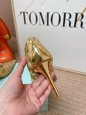 AQUAZZURA 26S HIGH HEELS IN GOLD AND BEIGE FLORAL EMBROIDERED MESH