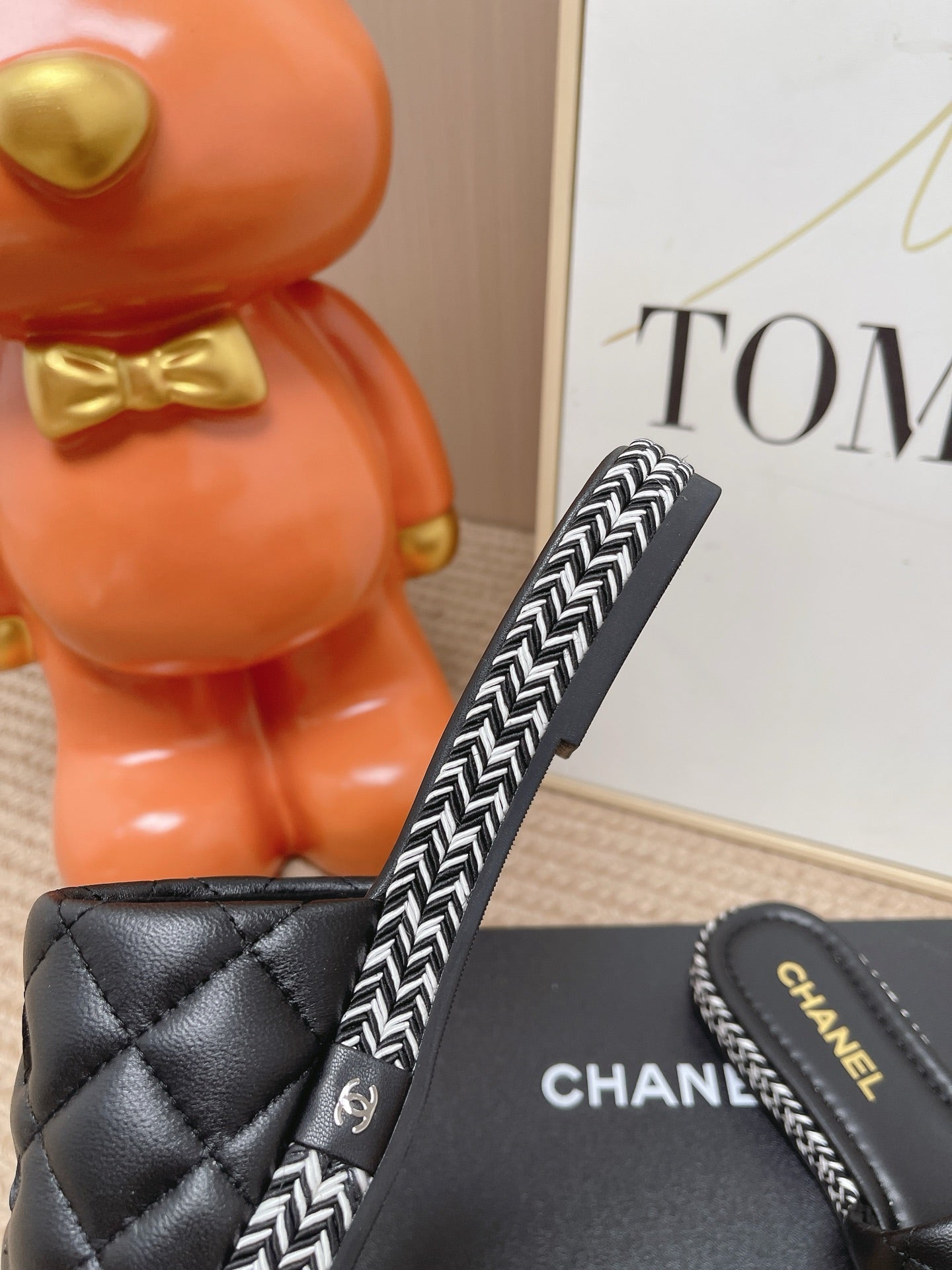 CHANEL 26S WEDGE SANDALS IN BLACK LAMBSKIN