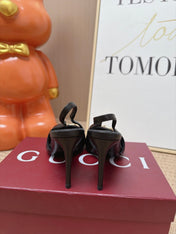 GUCCI 26S SLINGBACK HEELS 105 MM IN BLACK LAMBSKIN