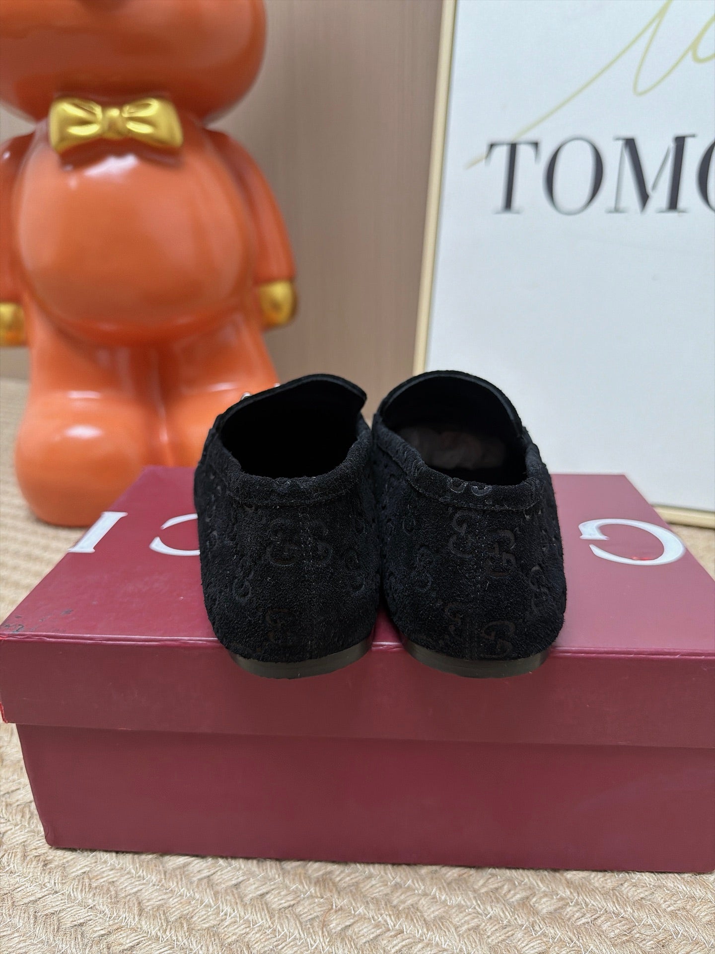 GUCCI 26S LOAFERS IN BLACK GG EMBOSSED SUEDE