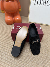 GUCCI 26S LOAFERS IN BLACK GG EMBOSSED SUEDE