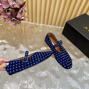 STRASS SUEDE BALLET FLATS NAVY BLUE