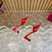 VALENTINO 25S HIGH-HEEL MULES 60 MM IN RED PATENT CALFSKIN WITH CRYSTAL-EMBELLISHED STRAP