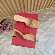 VALENTINO 25S HIGH-HEEL MULES 60 MM IN WARM BEIGE PATENT CALFSKIN WITH CRYSTAL-EMBELLISHED STRAP