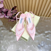JIMMY CHOO 26S SLINGBACK HEELS 65 MM IN LIGHT PINK MESH AND SATIN