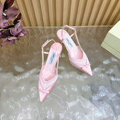 JIMMY CHOO 26S SLINGBACK HEELS 65 MM IN LIGHT PINK MESH AND SATIN