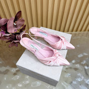 JIMMY CHOO 26S SLINGBACK HEELS 60 MM IN LIGHT PINK SATIN WITH KNOT DETAIL