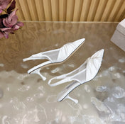 JIMMY CHOO 26S SLINGBACK HEELS 60 MM IN WHITE SATIN WITH KNOT DETAIL