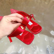 JIMMY CHOO 26S SLINGBACK HEELS 60 MM IN RED MESH & CRYSTALS