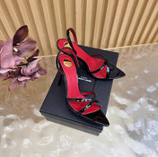 YSL 26S HIGH-HEELED SANDALS 90 MM IN BLACK GLOSSY CALFSKIN