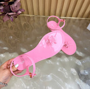 CELINE 26S TRIOMPHE JELLY THONG SANDALS IN PINK TPU GOLD HARDWARE