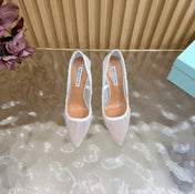AQUAZZURA 26S HIGH HEELS 105 MM IN WHITE LACE MESH AND SATIN