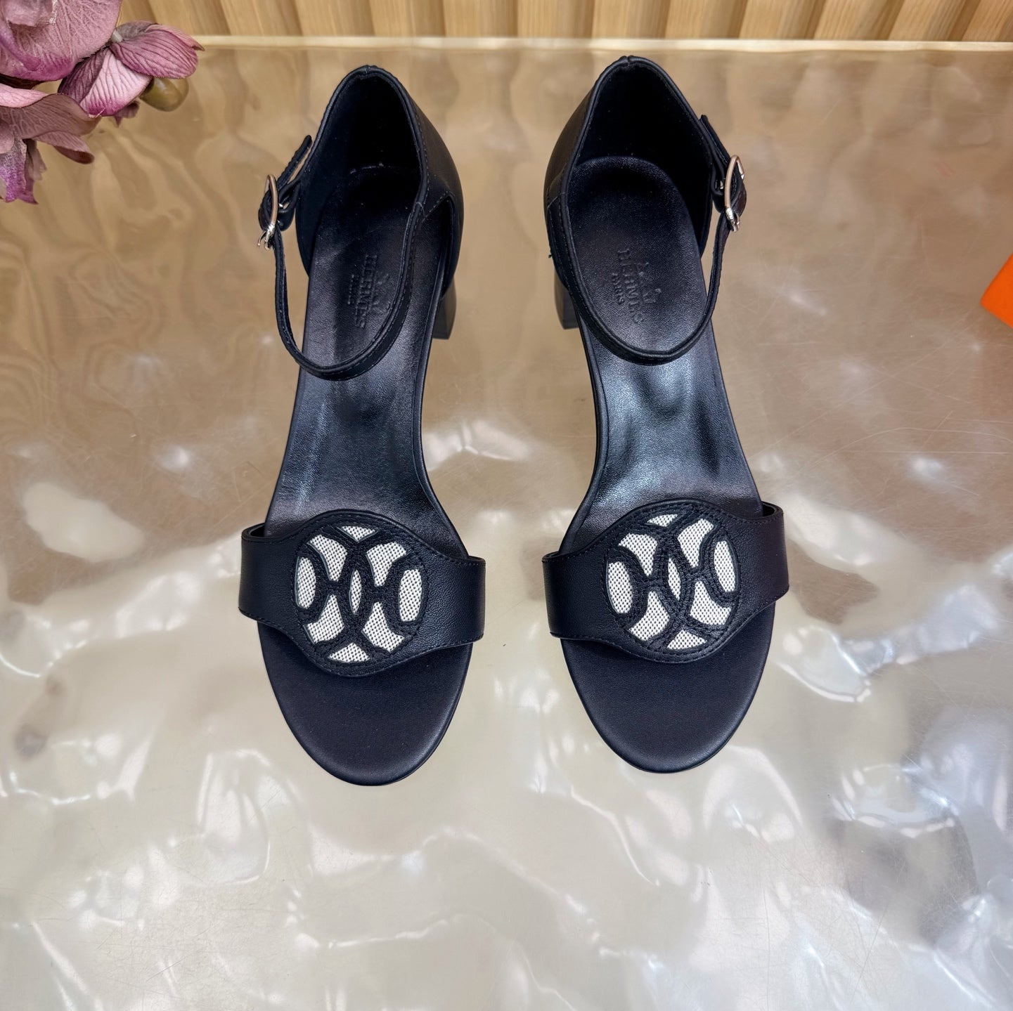 HM 26S MARQUISE SANDAL 45MM IN BLACK CALFSKIN