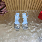 VALENTINO 26S WEDGE SANDAL 85 MM IN SILVER CALFSKIN