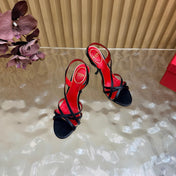 VALENTINO 26S STRAPPER HEEL SANDALS 100 MM IN BLACK CALFSKIN