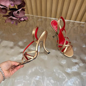 VALENTINO 26S STRAPPER HEEL SANDALS 100 MM IN METALLIC GOLD CALFSKIN