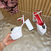 VALENTINO 26S PLATFORM SANDALS 110 MM IN WHITE GATHERED CALFSKIN