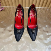 VALENTINO 26S HIGH-HEEL 100 MM IN BLACK GATHERED CALFSKIN