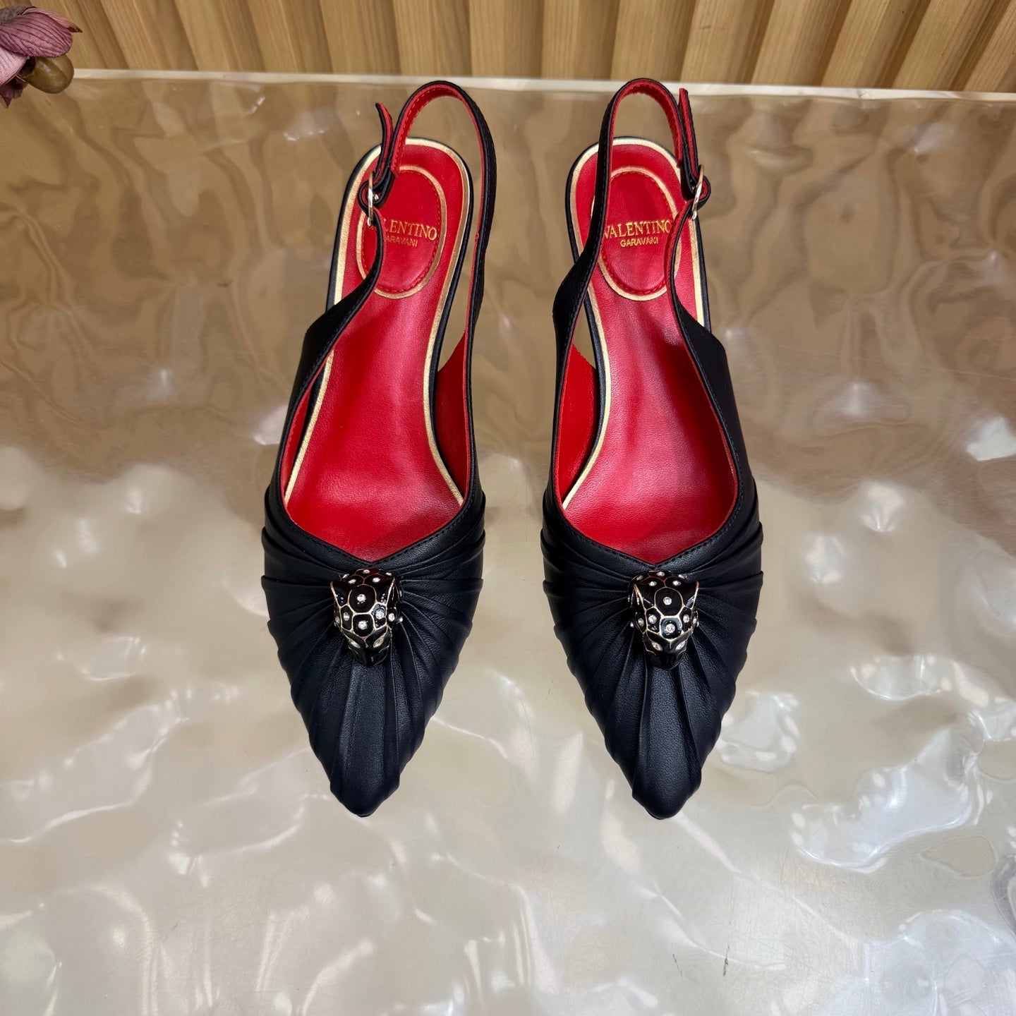 VALENTINO 26S SLINGBACK PUMPS 50 MM IN BLACK CALFSKIN