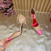 VALENTINO 26S ANKLE-STRA PUMPS 100 MM IN BEIGE AND PINK CALFSKIN
