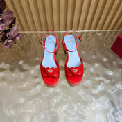 VALENTINO 26S PLATFORM SANDALS 90 MM IN RED CALFSKIN WOVEN FABRIC