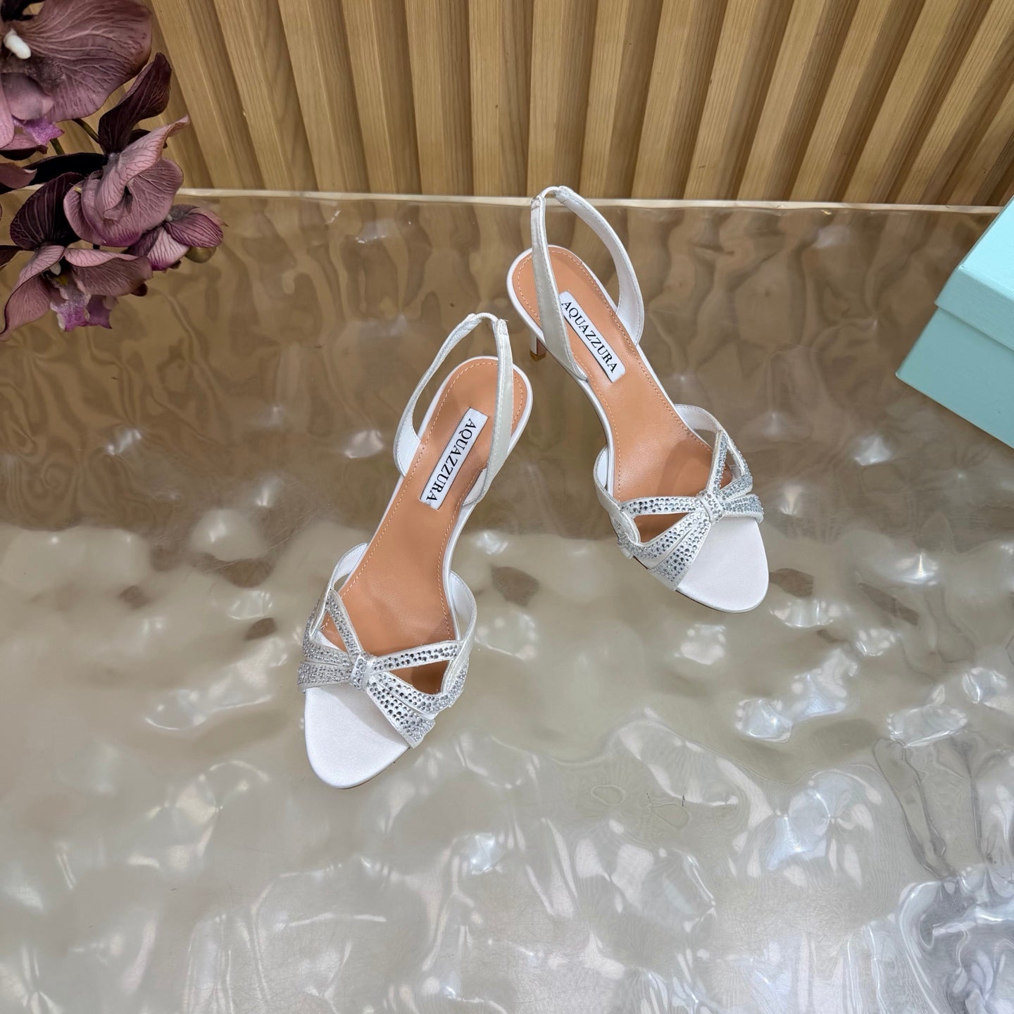 AQUAZZURA 26S HEELED SANDALS 75 MM IN OFF WHITE SATIN