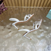 AQUAZZURA 26S HEELED SANDALS 75 MM IN OFF WHITE SATIN