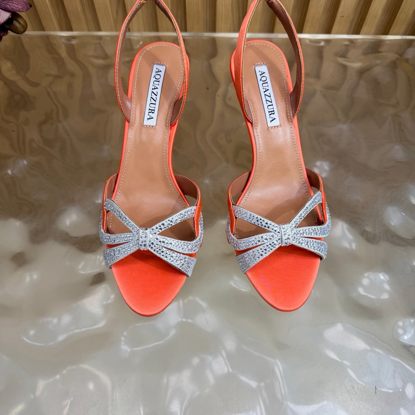 AQUAZZURA 26S HEELED SANDALS 75 MM IN ORANGE SATIN
