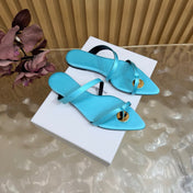 YSL 26S THONG SANDALS IN BLUE FABRIC