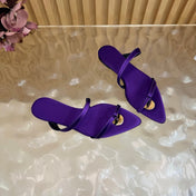 YSL 26S THONG SANDALS IN PURPLE FABRIC