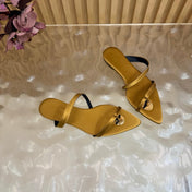 YSL 26S THONG SANDALS IN YELLOW FABRIC