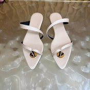 YSL 26S THONG SANDALS IN CREAM CALFSKIN WITH GOLD TONE LOGO EMBELLISHMENT