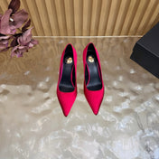 YSL 26S HIGH HEEL PUMPS 80 MM IN RED SATIN