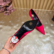 YSL 26S HIGH HEEL PUMPS 80 MM IN RED SATIN