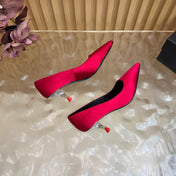 YSL 26S HIGH HEEL PUMPS 80 MM IN RED SATIN