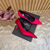 YSL 26S HIGH HEEL PUMPS 80 MM IN RED SATIN
