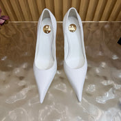 YSL 26S HIGH HEEL PUMPS 110 MM IN WHITE CALFSKIN