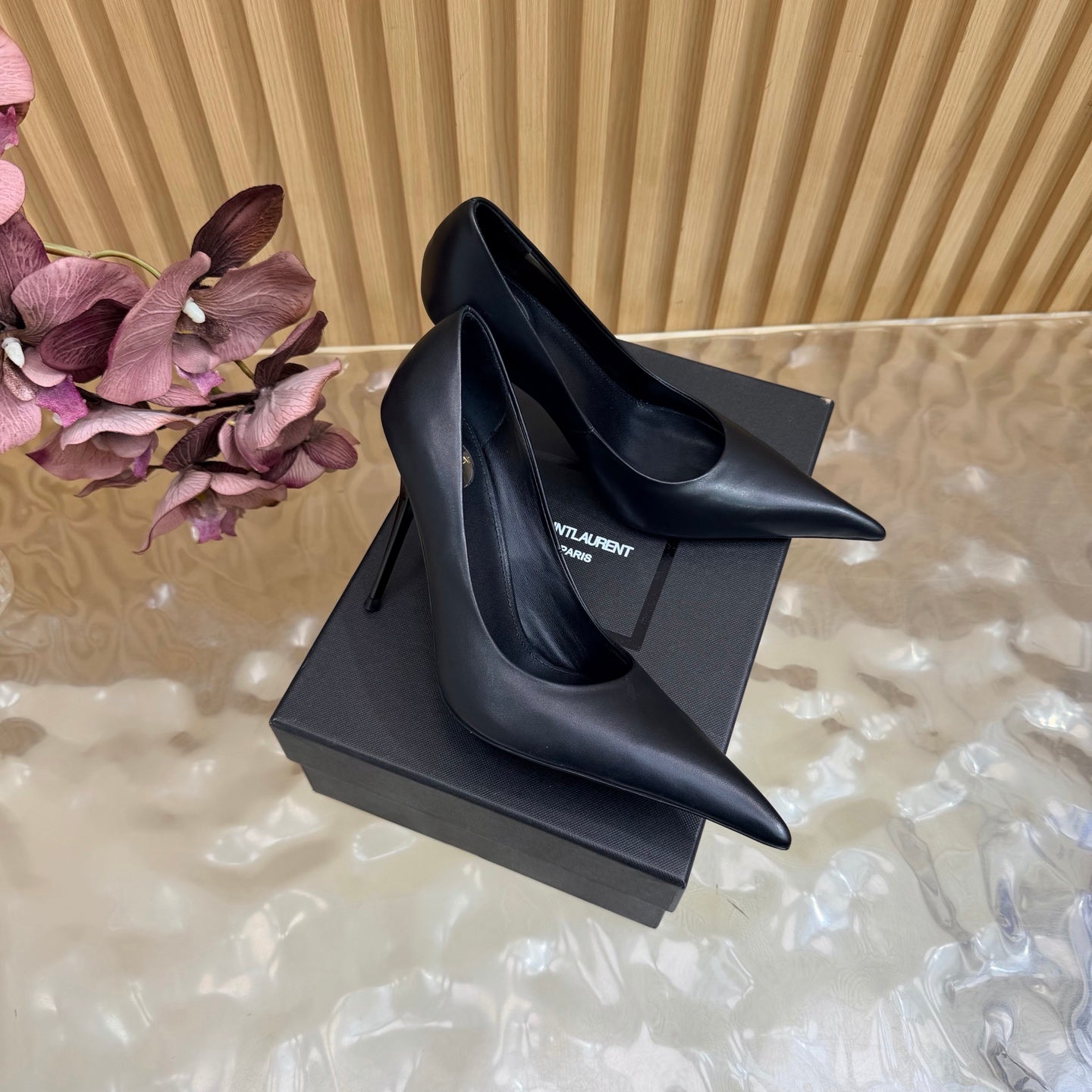 YSL 26S HIGH HEEL PUMPS 110 MM IN BLACK CALFSKIN