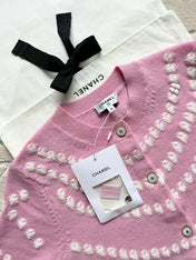 Chanel 25P Cardigan Pink Mix White Cashmere 237302