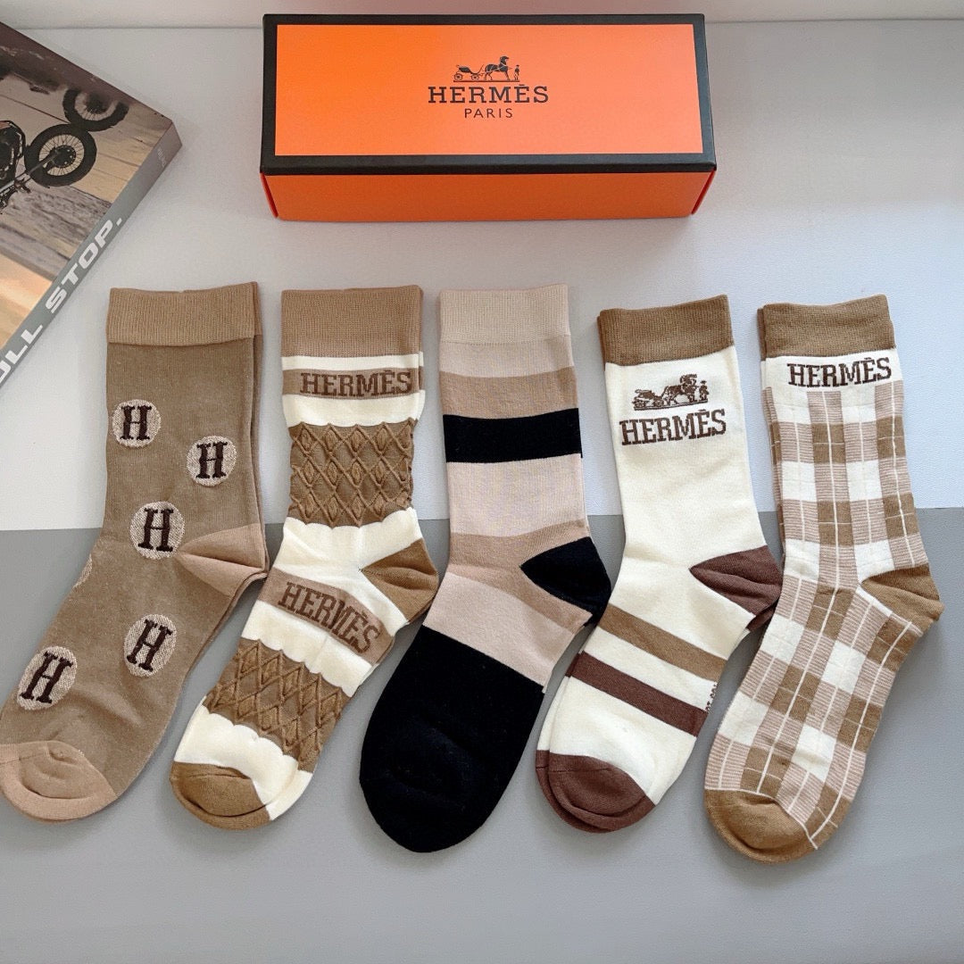 HERMES 26S CREW SOCKS 398701 (1 BOX)