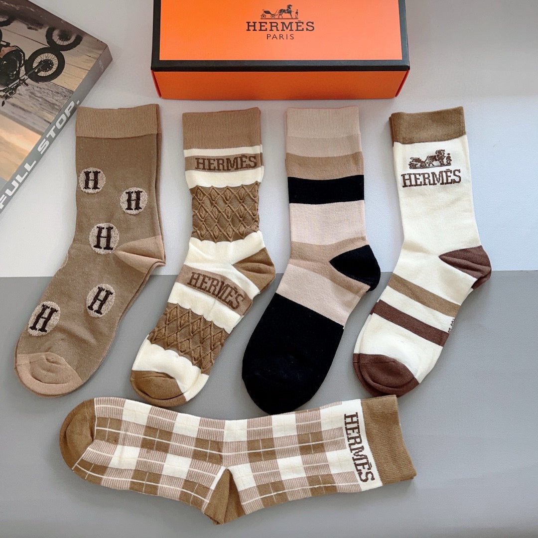 HERMES 26S CREW SOCKS 398701 (1 BOX)