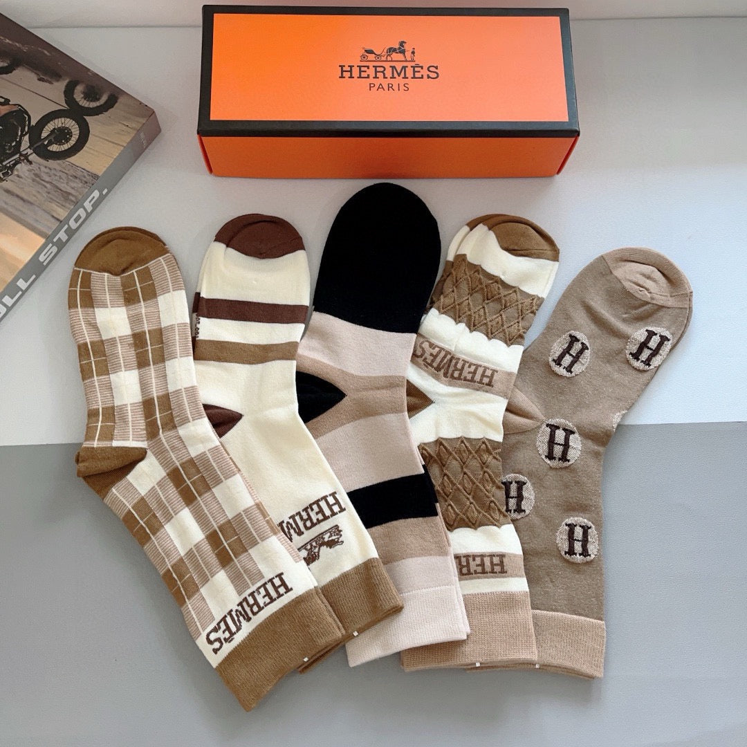 HERMES 26S CREW SOCKS 398701 (1 BOX)