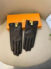 GLOVES IN BLACK LAMBSKIN WITH GOLD HARDWARE 465064