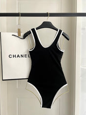 CC BIKINI SWIMSUIT SET IN BLACK AND  WHITE TRIM 604255