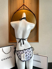 BIKINI SWIMSUIT IN WHITE AND BLACK LOGO PRINTED 627826