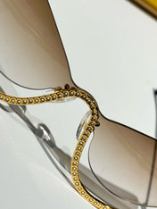 CRYSTAL STUDDED CAT-EYE FRAME SUNGLASSES FE40158 IN METAL