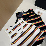 STRIPED TANK TOP 627701 IN BLACK MIX MULTICOLR COTTON RIBBED